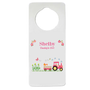 Pink Tractor Door Hanger