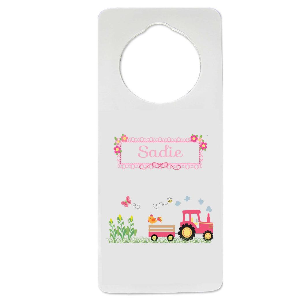 Pink Tractor Door Hanger