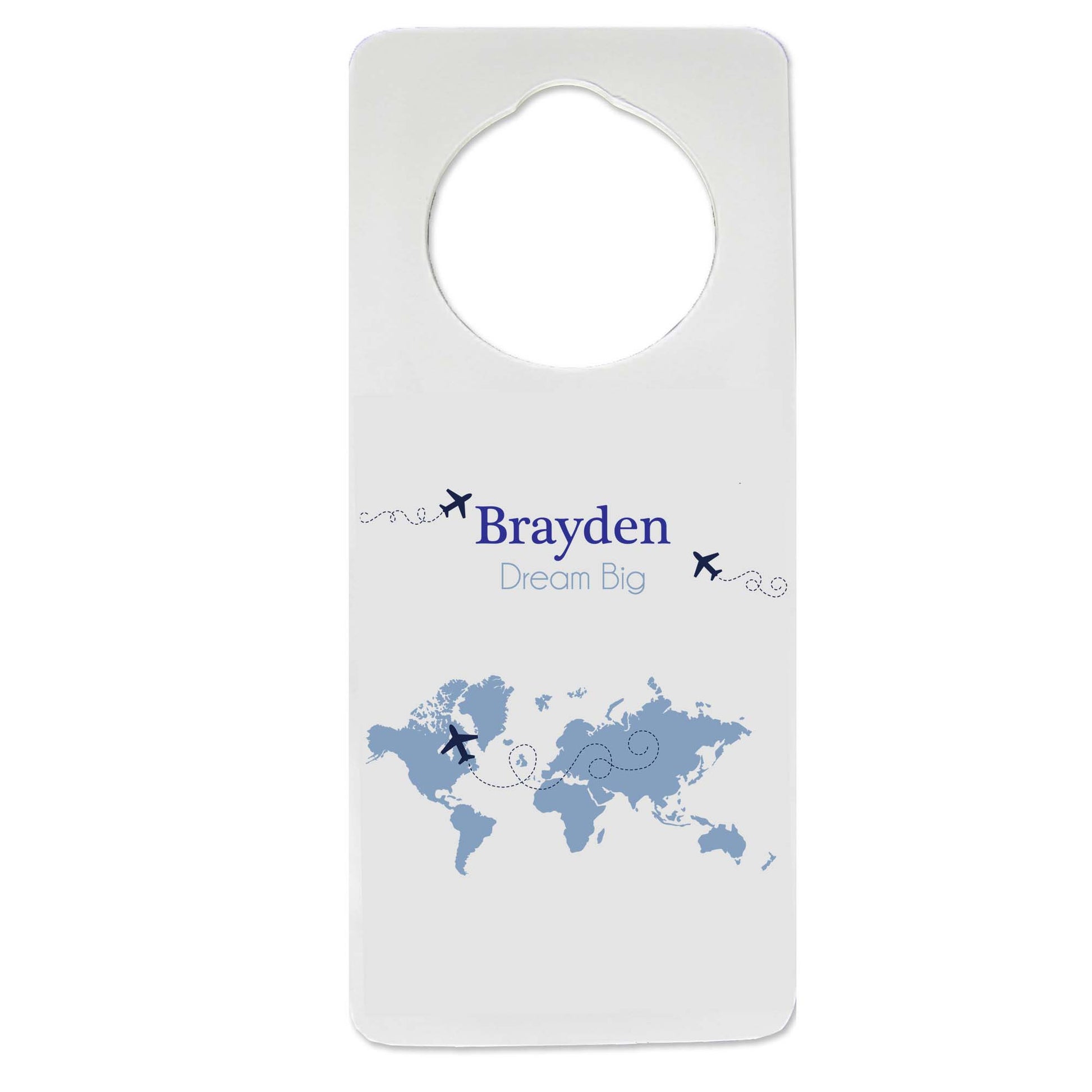 Blue World Map Door Hanger