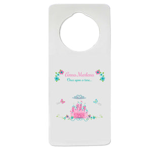 Pink Teal Princess Castle Door Hanger
