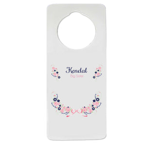 Navy Pink Floral Garland Door Hanger