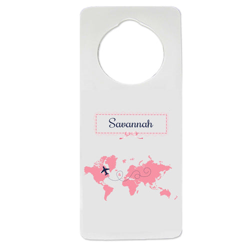 Pink World Map Door Hanger