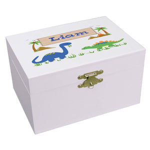 Personalized Ballerina Jewelry Box with Dinosaurs design