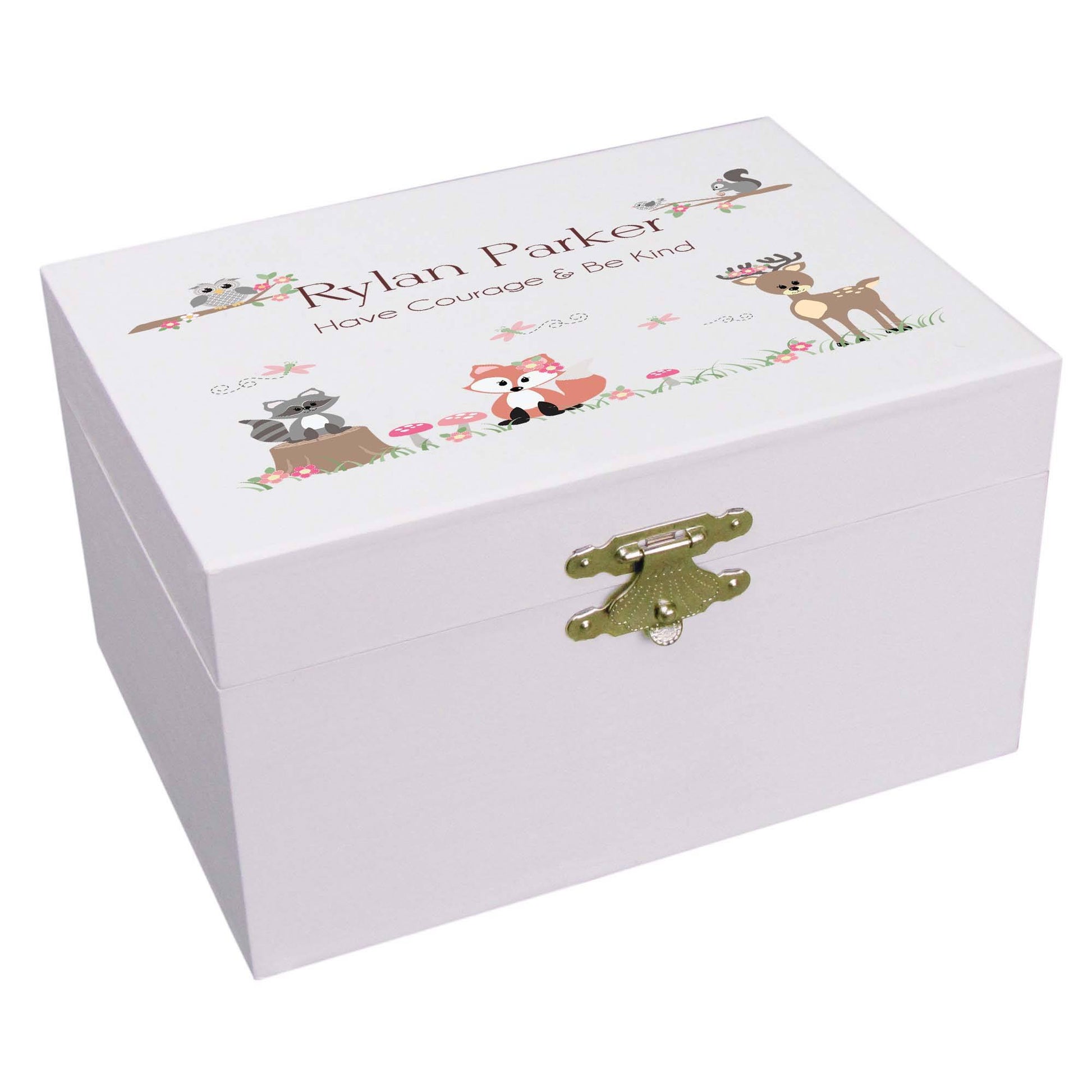 Gray Woodland Musical Ballerina Jewelry Box - side view