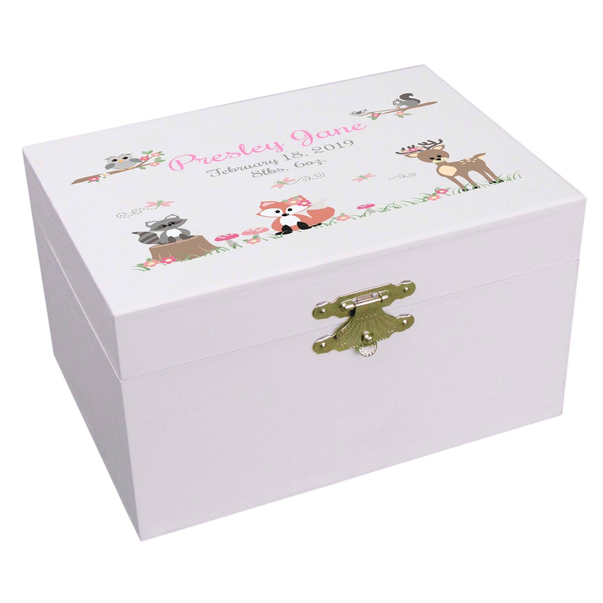 Gray Woodland Musical Ballerina Jewelry Box - alternate angle