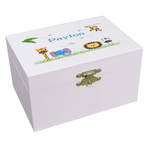 Personalized Ballerina Jewelry Box with Jungle Animals Boy design