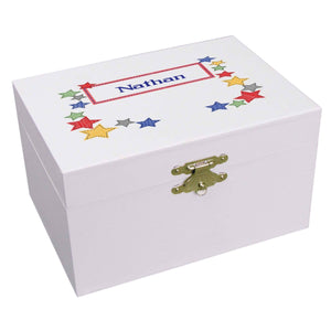 Personalized Ballerina Jewelry Box with Stitched Stars design