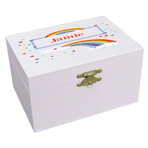 Personalized Ballerina Jewelry Box with Rainbow design