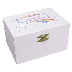 Personalized Ballerina Jewelry Box with Rainbow Pastel design