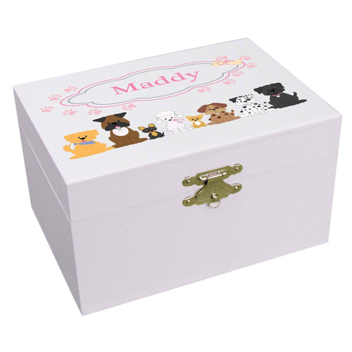 Personalized Ballerina Jewelry Box with Pink Dog design