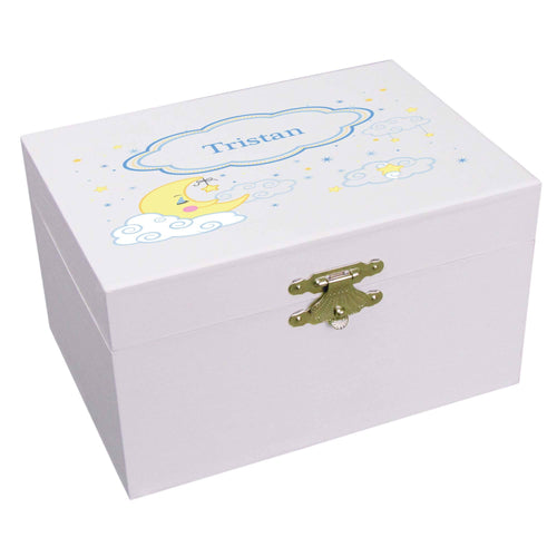 Personalized Ballerina Jewelry Box with Moon and Stars design