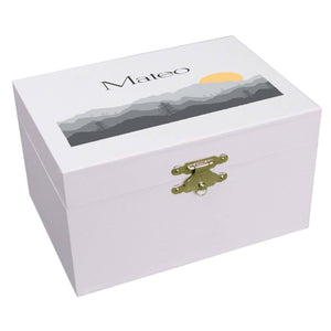 Personalized Ballerina Jewelry Box with Misty Mountain design