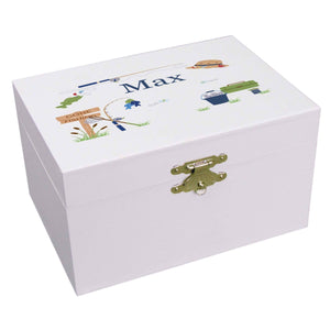 Personalized Ballerina Jewelry Box with Gone Fishing design