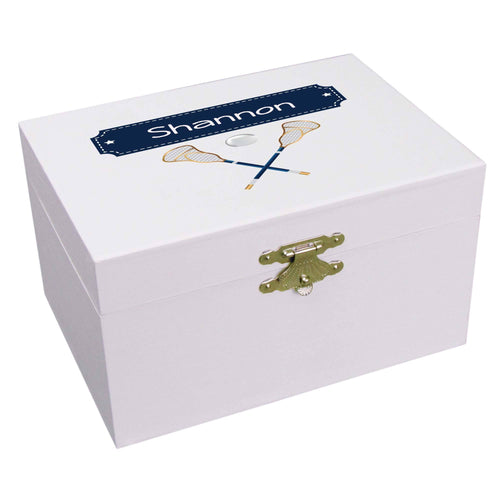Personalized Ballerina Jewelry Box with Lacrosse Sticks design
