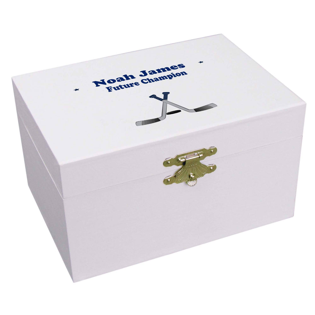 Personalized Ballerina Jewelry Box with Ice Hockey design