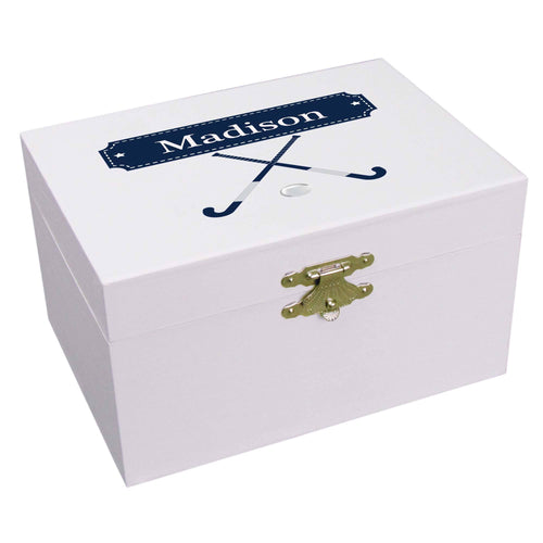 Personalized Ballerina Jewelry Box with Field Hockey design