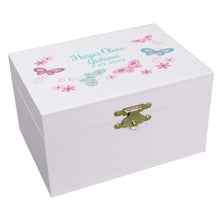 Personalized Ballerina Jewelry Box with Butterflies Aqua Pink design