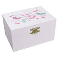 Personalized Ballerina Jewelry Box with Butterflies Aqua Pink design