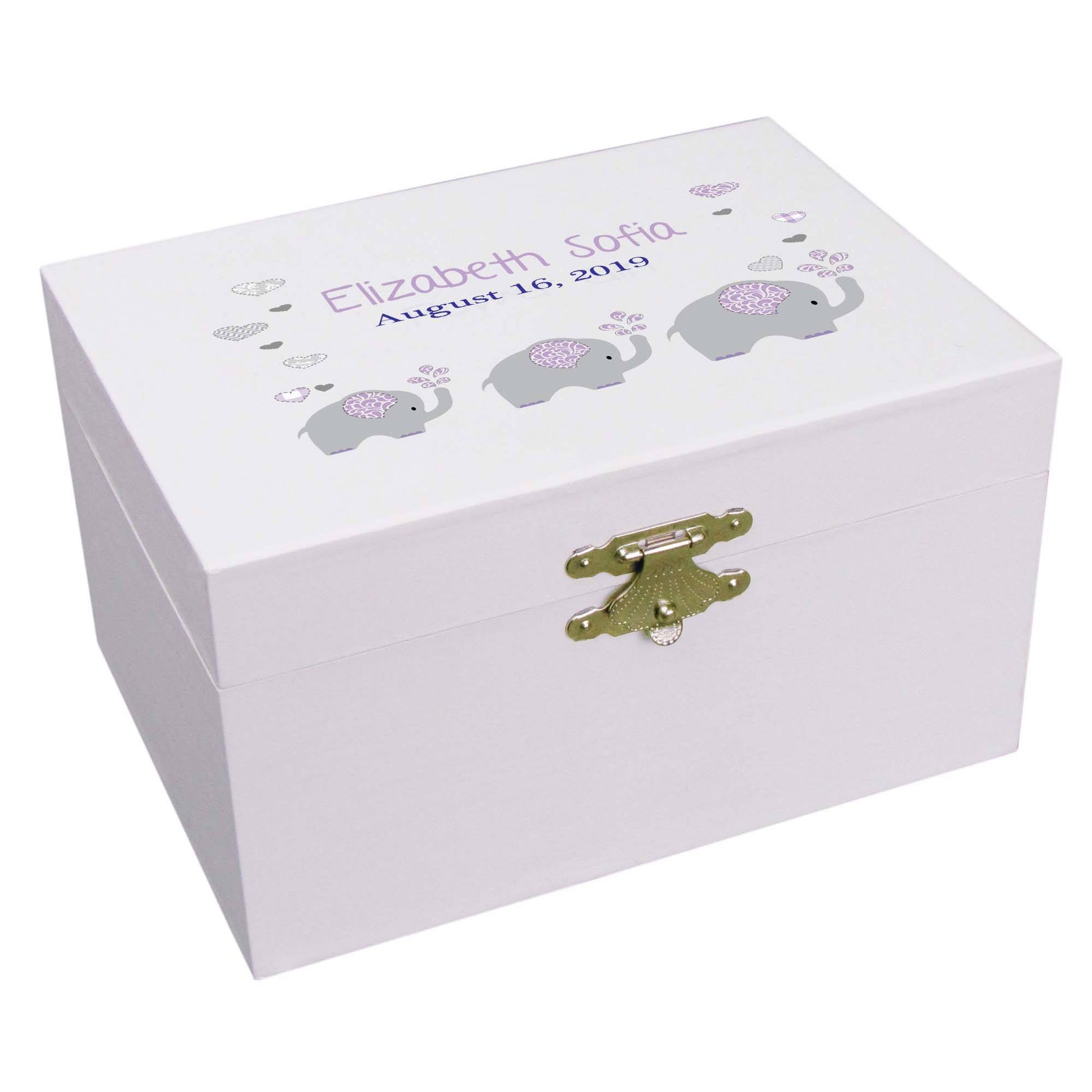 Personalized Ballerina Jewelry Box with Lavender Elephant