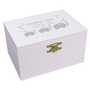 Personalized Ballerina Jewelry Box with Lavender Elephant