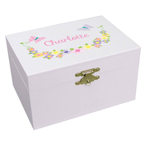 Personalized Ballerina Jewelry Box with Pastel Butterflies design