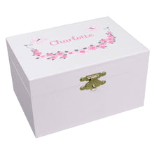 Personalized Ballerina Jewelry Box with Pink and Gray Butterflies design