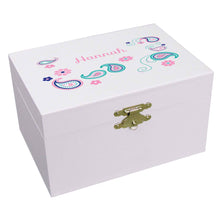 Personalized Ballerina Jewelry Box with Paisley Teal and Pink design
