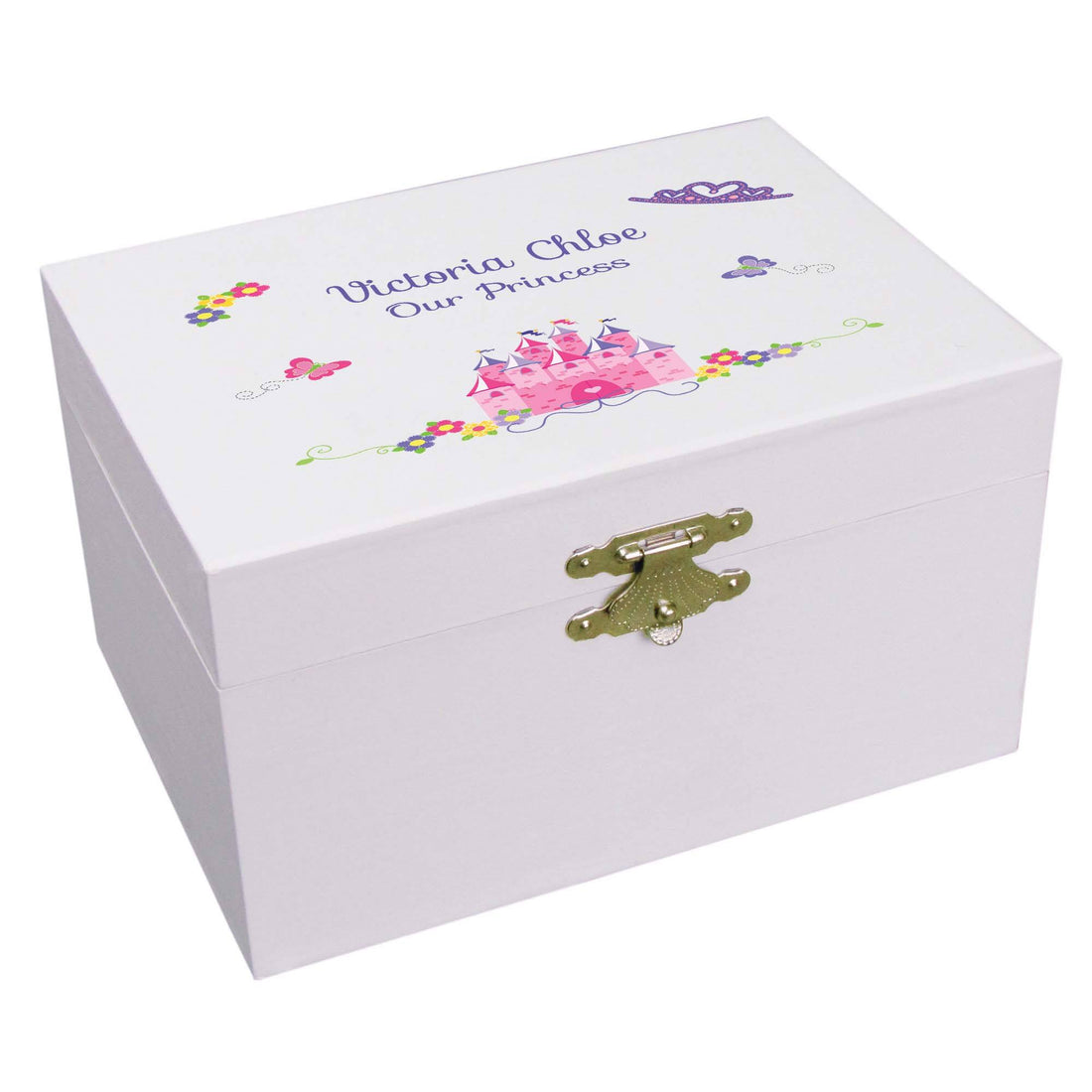 Personalized Ballerina Jewelry Box with Princess Castle design