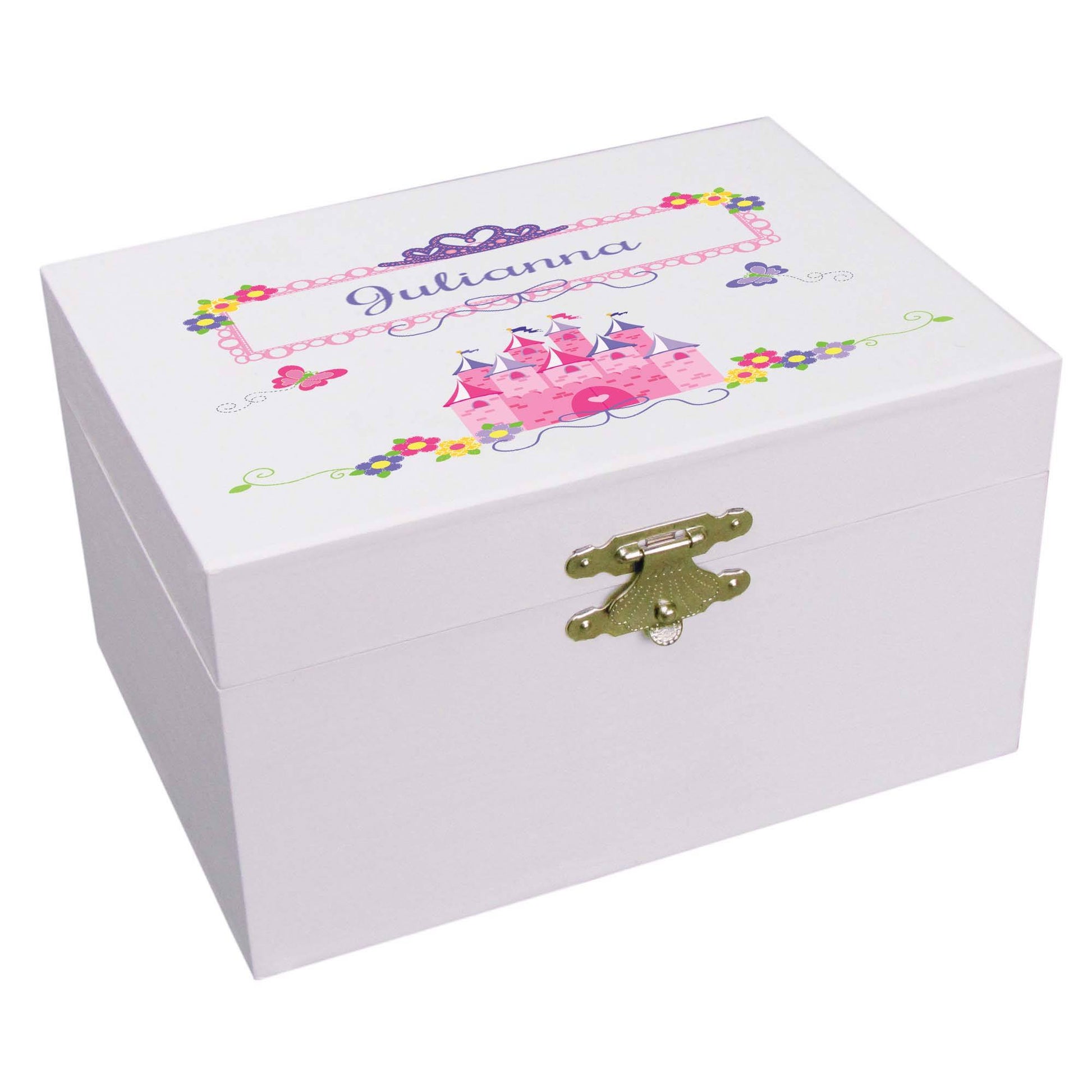Personalized Ballerina Jewelry Box with Princess Castle design