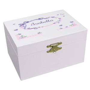 Personalized Ballerina Jewelry Box with Lacey Bow design