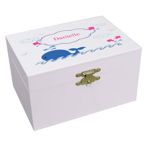 Personalized Ballerina Jewelry Box with Pink Whale design