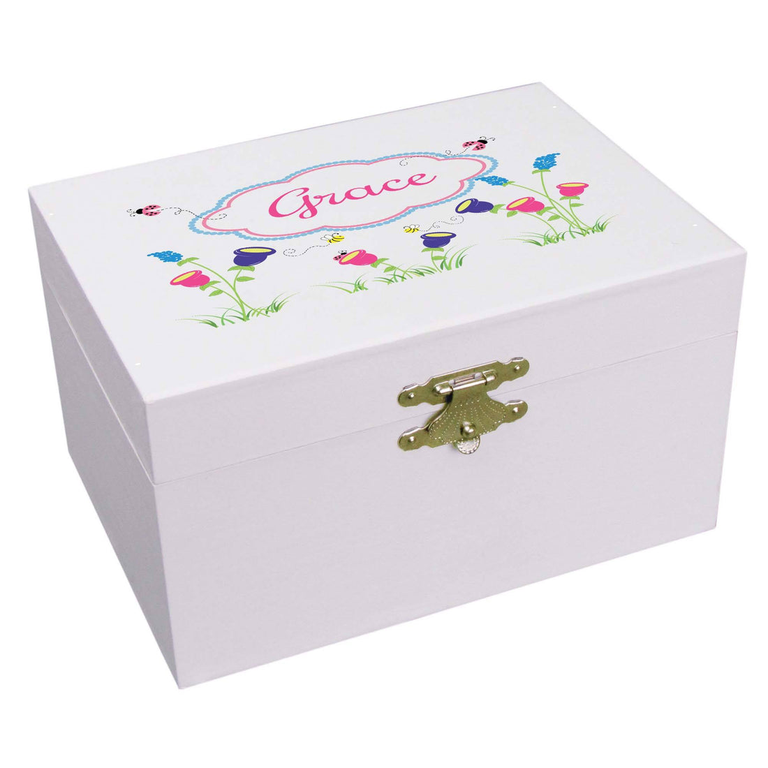 Personalized Ballerina Jewelry Box with English Garden design