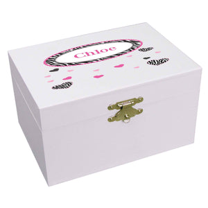 Personalized Ballerina Jewelry Box with Groovy Zebra design