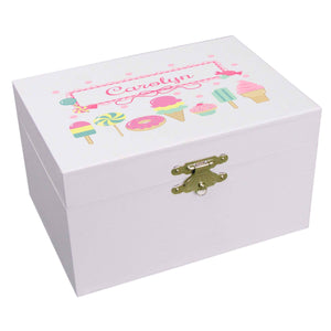 Personalized Ballerina Jewelry Box with Sweet Treats design