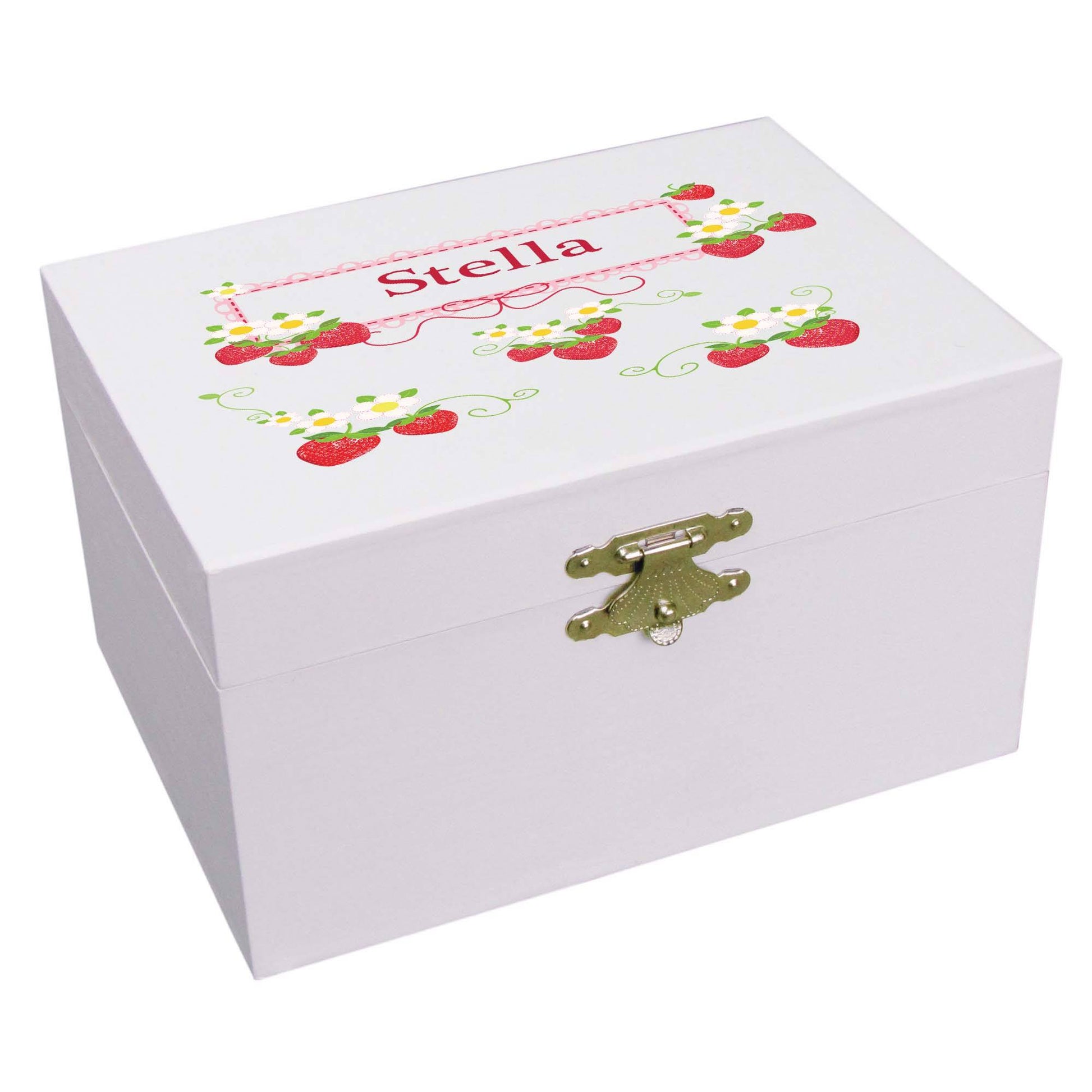 Personalized Ballerina Jewelry Box with Strawberries design