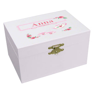Personalized Ballerina Jewelry Box with Tea Party design