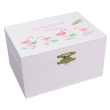 Personalized Ballerina Jewelry Box with Pink Flamingos