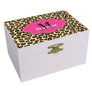 Personalized Cheetahlicious W Hot Pink Musical Ballerina Jewelry Box
