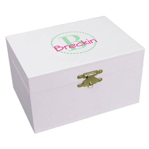 Personalized Mint monogram Musical Ballerina Jewelry Box