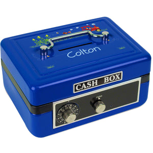 Personalized Red Tractor Childrens Blue Cash Box