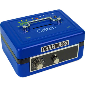Personalized Blue Tractor Childrens Blue Cash Box