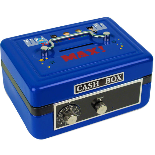 Personalized Superhero Childrens Blue Cash Box