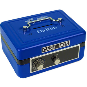 Personalized World Map Blue Childrens Blue Cash Box