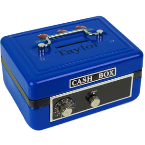 Personalized Footballs Childrens Blue Cash Box