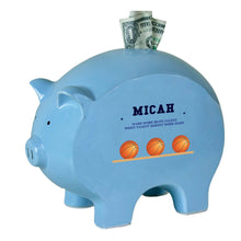Personalized Blue Basketball Piggy Bank