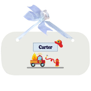 Personalized Wall Plaque Door Sign Fire Truck design
