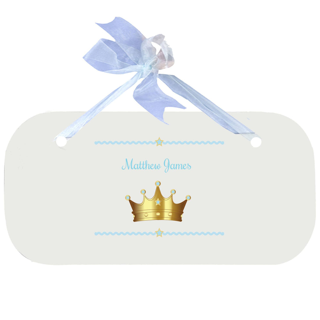 Personalized Wall Plaque Door Sign Prince Crown Blue design