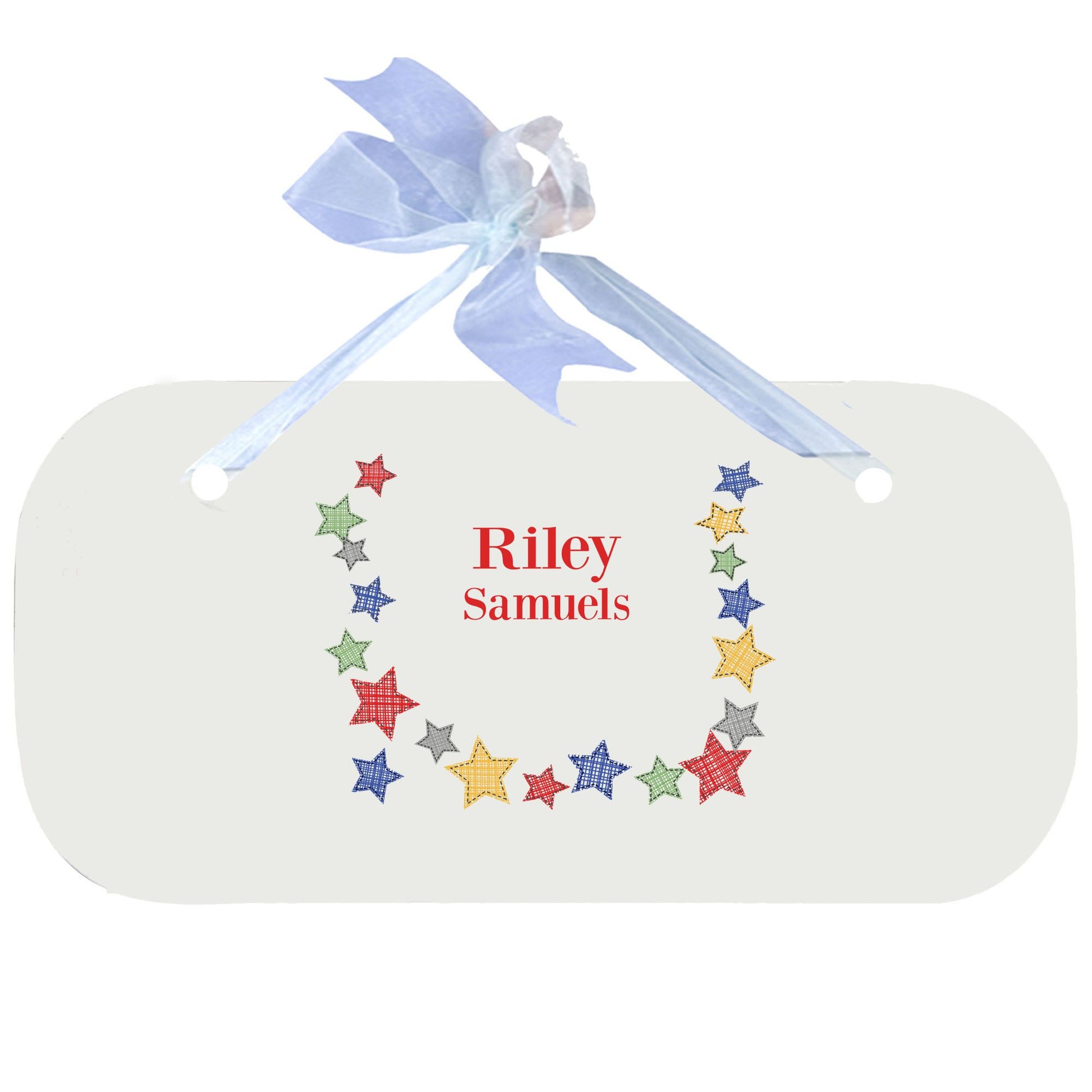 Personalized Wall Plaque Door Sign Stitched Stars design