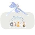 Personalized Wall Plaque Door Sign Blue Cats design