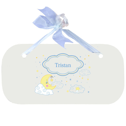 Personalized Wall Plaque Door Sign Moon and Stars design